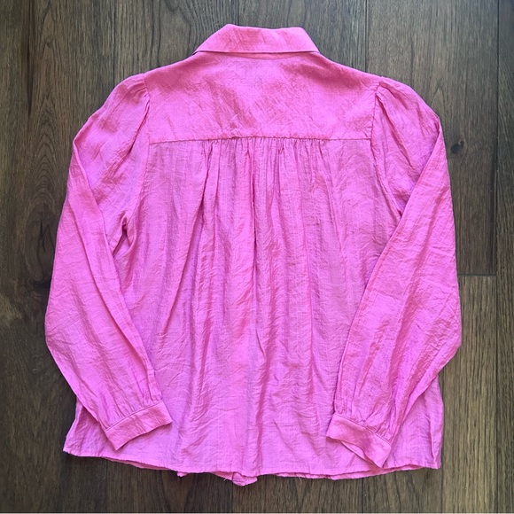 TheKorner Pink Long Sleeve Button Up Blouse - Picture 2 of 5